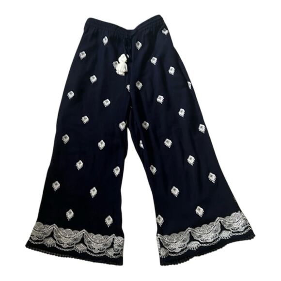 Sundance Blue & White Embroidered Boho Giselle Cropped Dream Pants Sz # 0565 - Picture 5 of 8